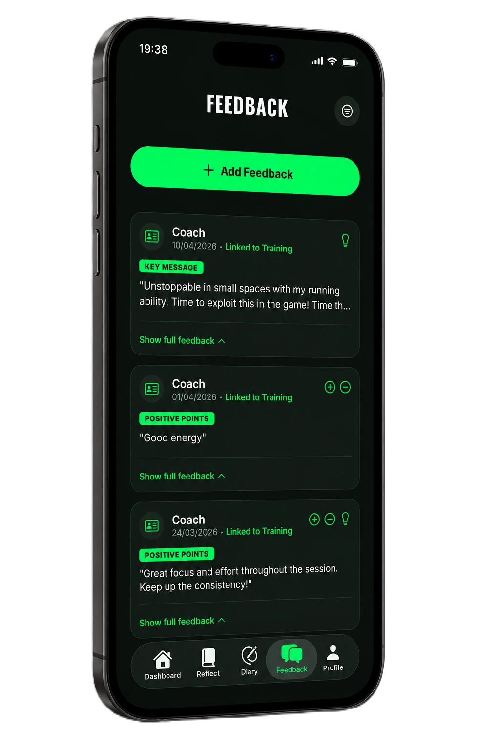 Feedback screen